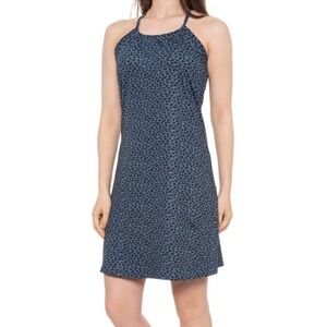 Eddie Bauer Harmony Dress Shelf Bra Vintage Indigo Ditsy Animal Leaf Sz M